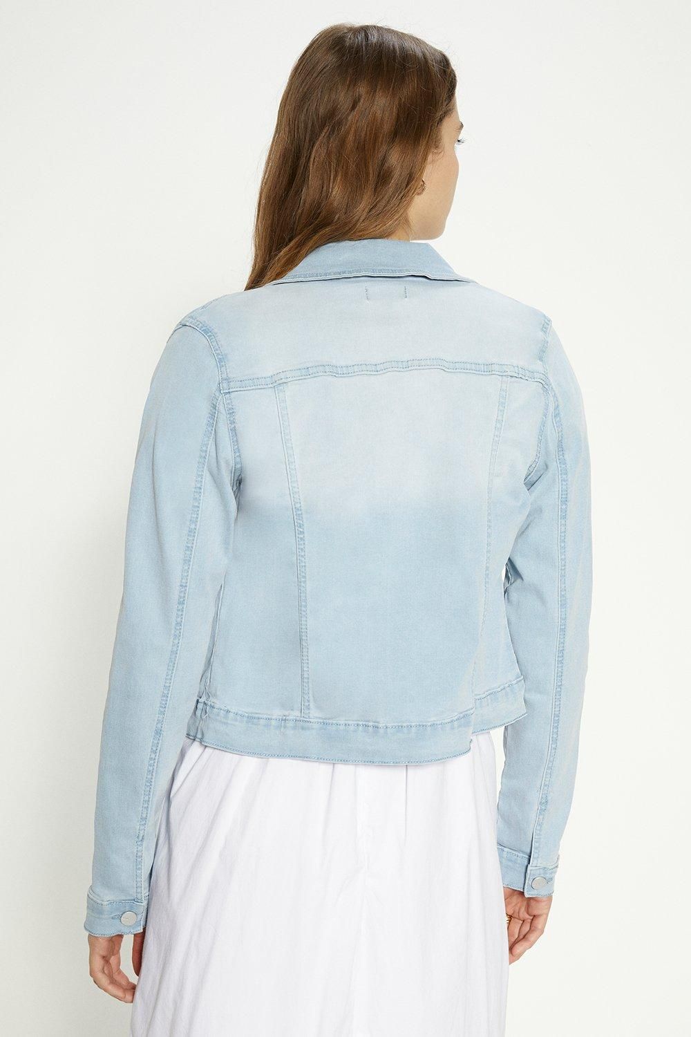 Oasis Stretch Denim Fitted Nancy Jacket Pale Wash image 3