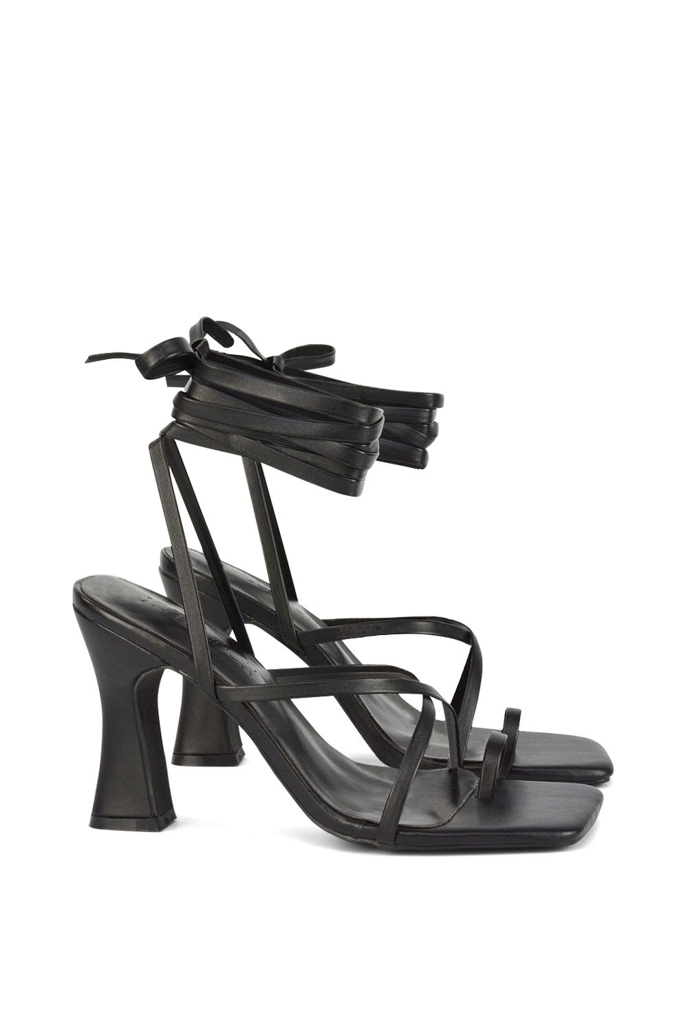XY London 'Dylan' Square Toe Lace up Strappy Block High Heel Sandals image 2