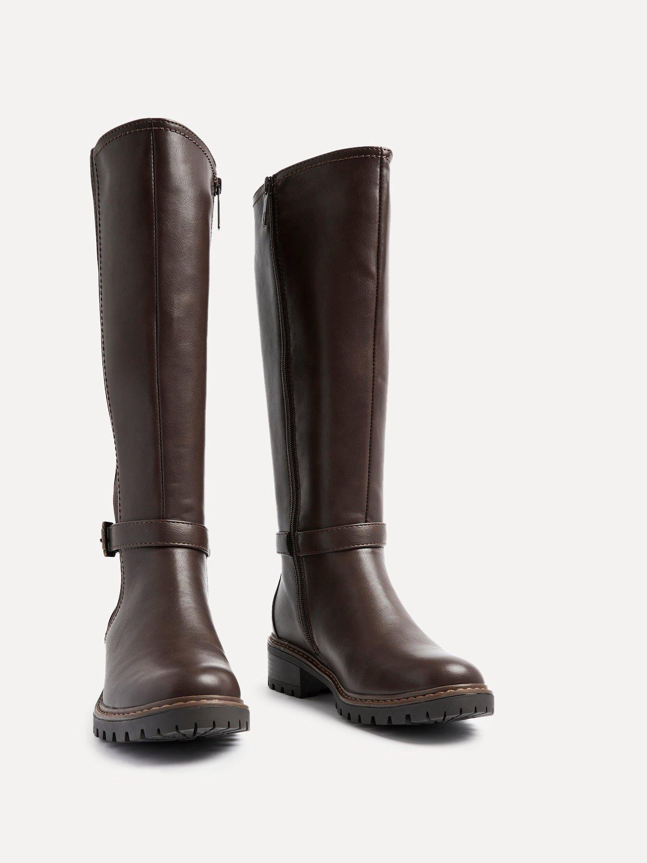 Linzi Gilded Brown Faux Leather High Leg Boot