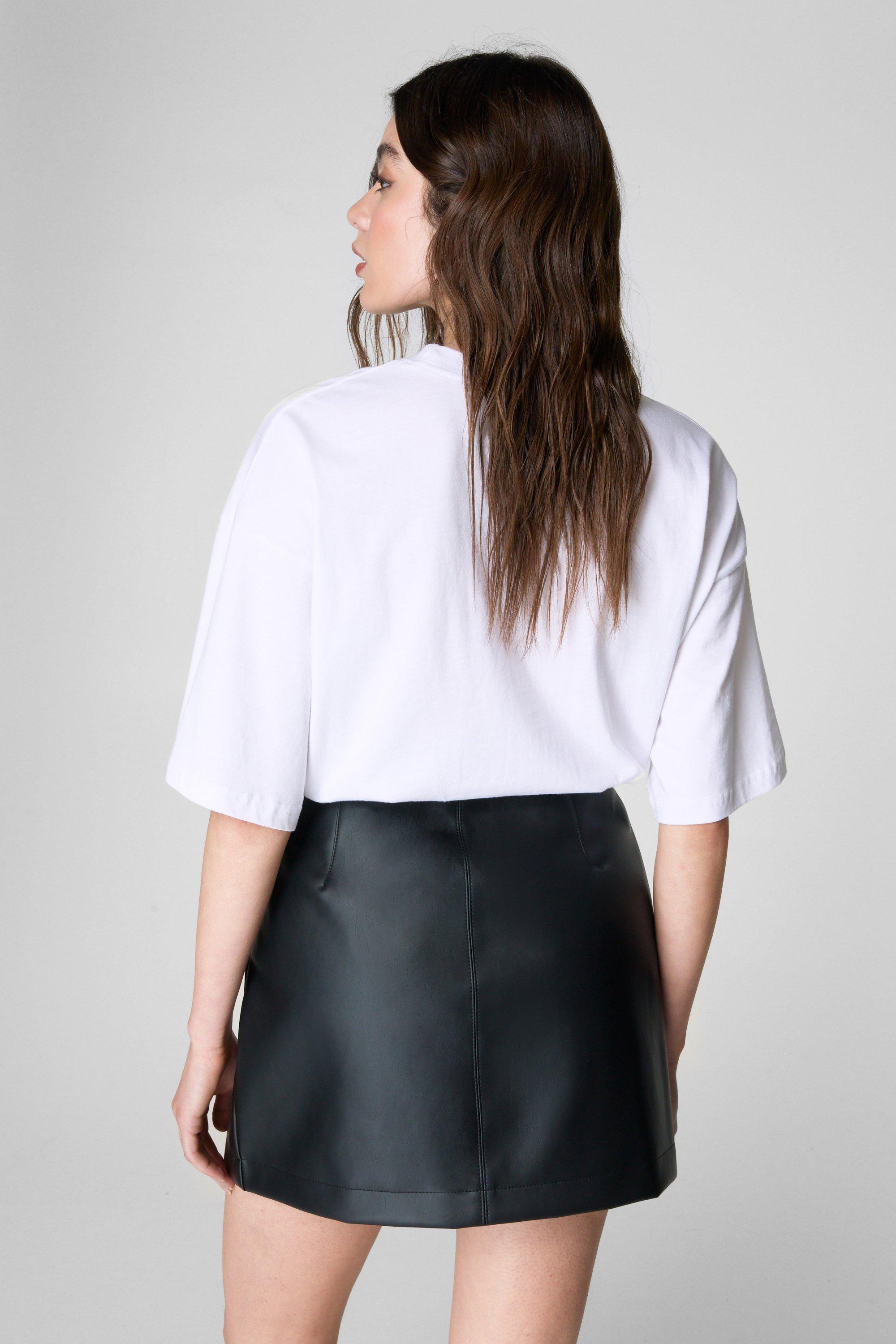 NastyGal Essentials Faux Leather Mini Skirt Black image 4