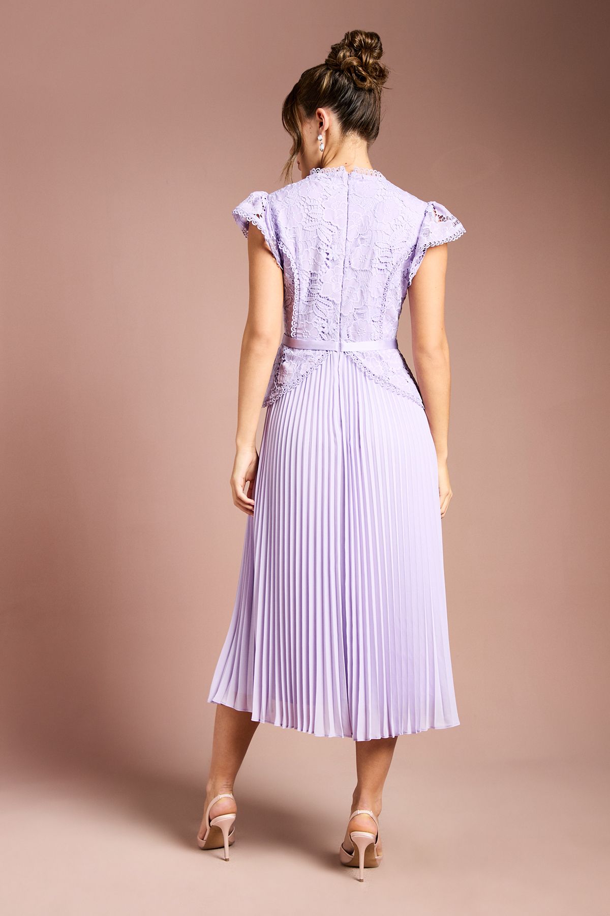 Coast Lace Bodice Peplum Midi Dress Lilac image 3