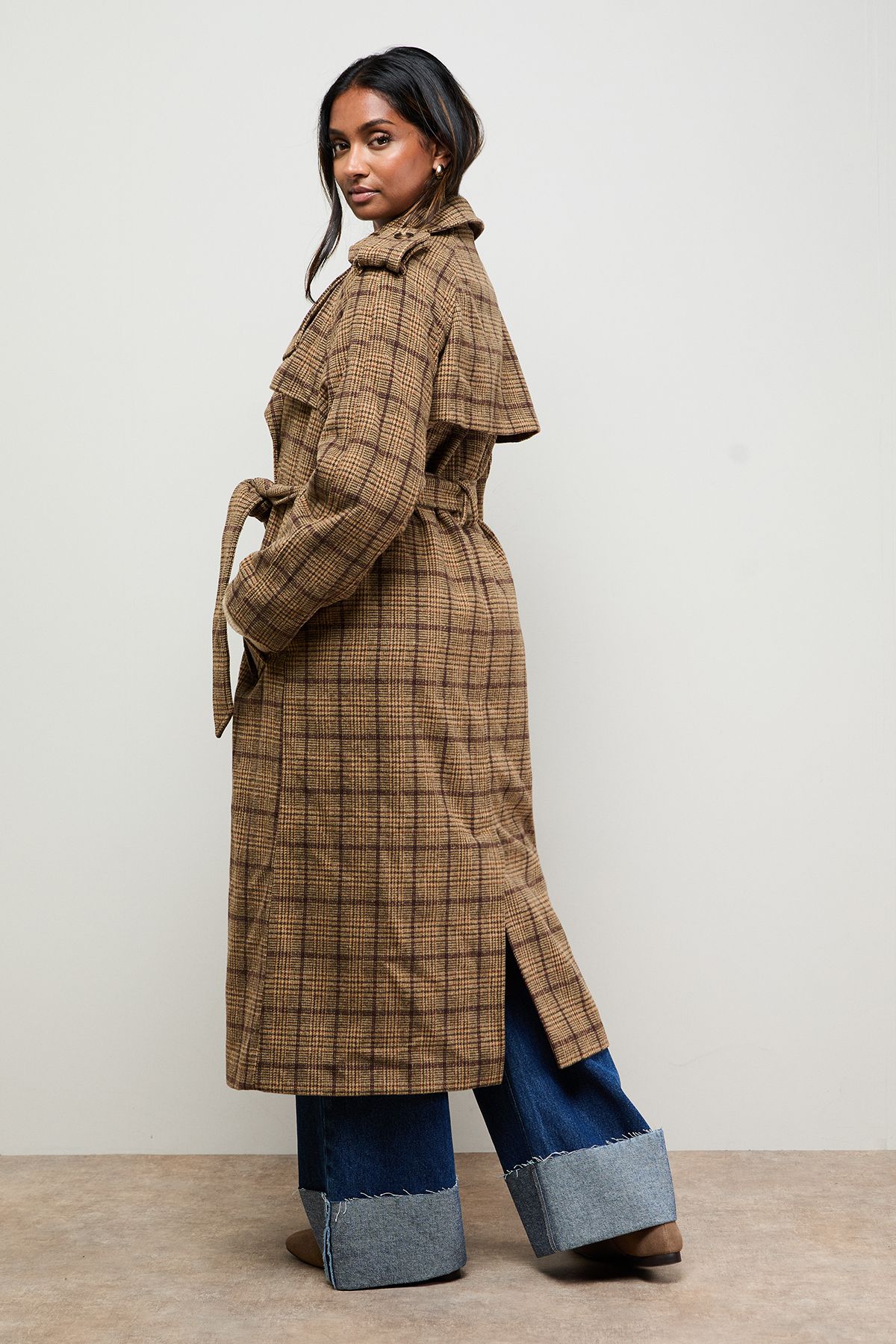 Oasis Check Relaxed Coat Multi image 3