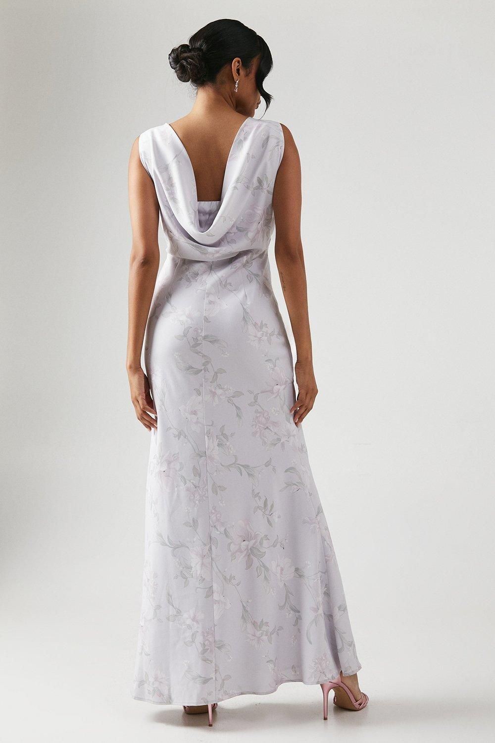 Coast Printed Cowl Back Bridesmaid Dress Lilac Haze image 3