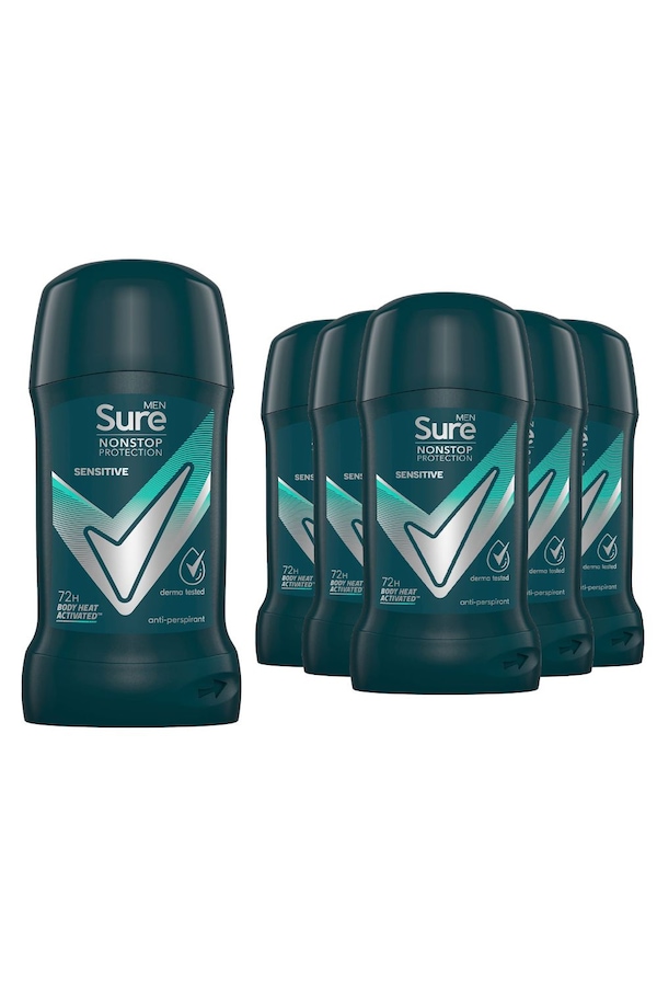 Sure 'AntiPerspirant Deodorant' Stick Sensitive 72H Protection, 6x50ml