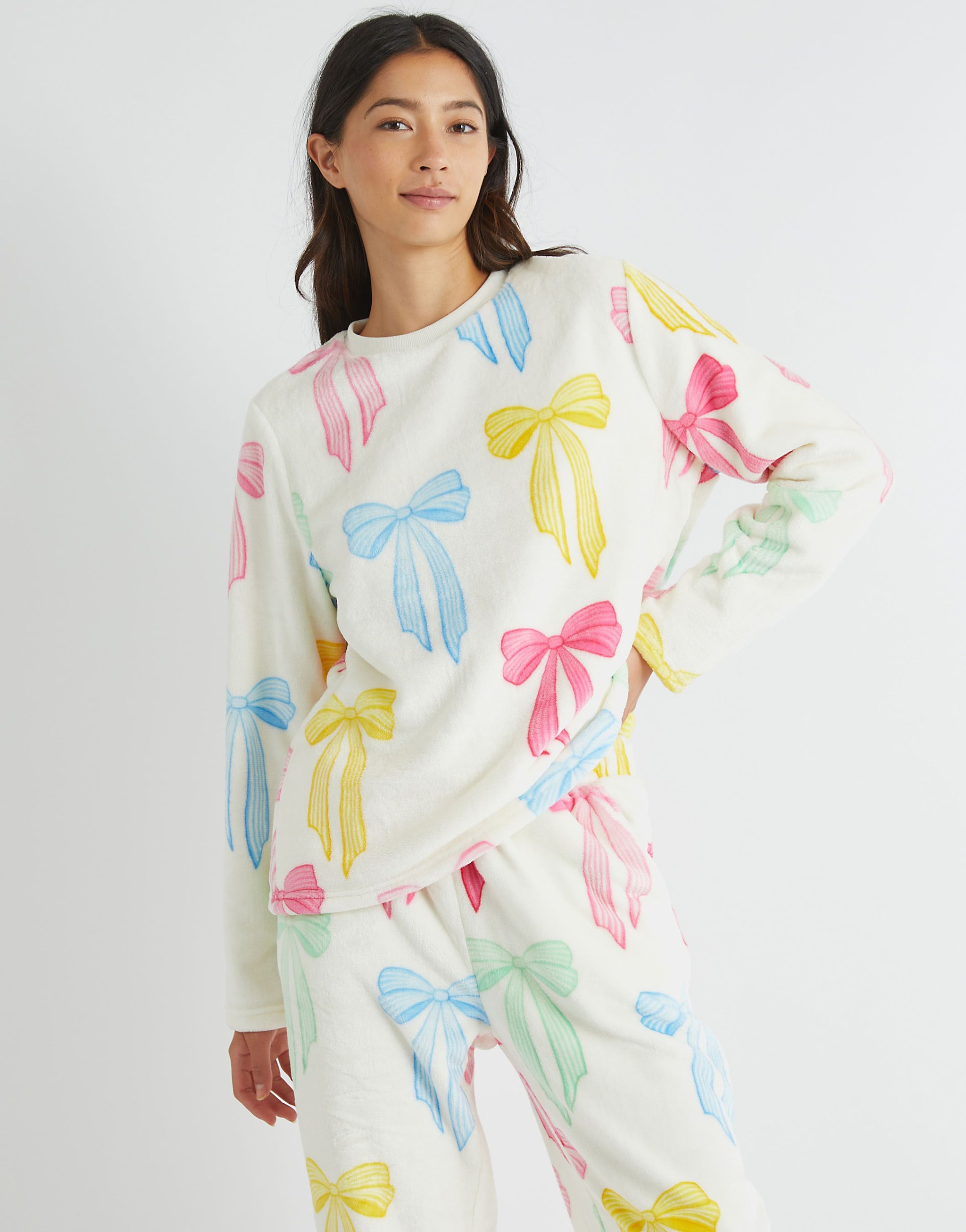 SKINNYDIP Multicolour Bow Twosie Fleece Pyjama Set image 1