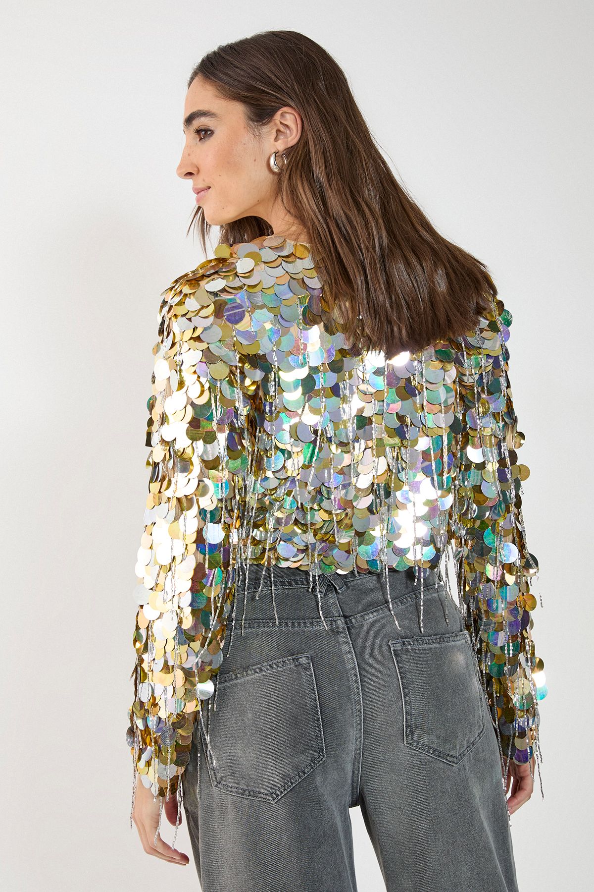 NastyGal Disc Tassel Jacket Gold image 4