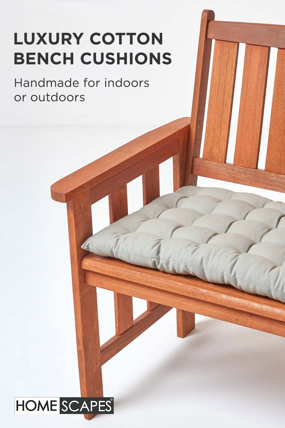 Homescapes Garden Bench Cushion Luxury 2 Seater Cotton Indoor Outdoor Pad, 108 x 42cm image 2