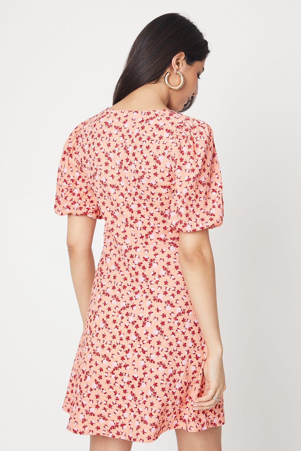 Dorothy Perkins Ditsy V Neck Button Through Mini Dress Pink image 3