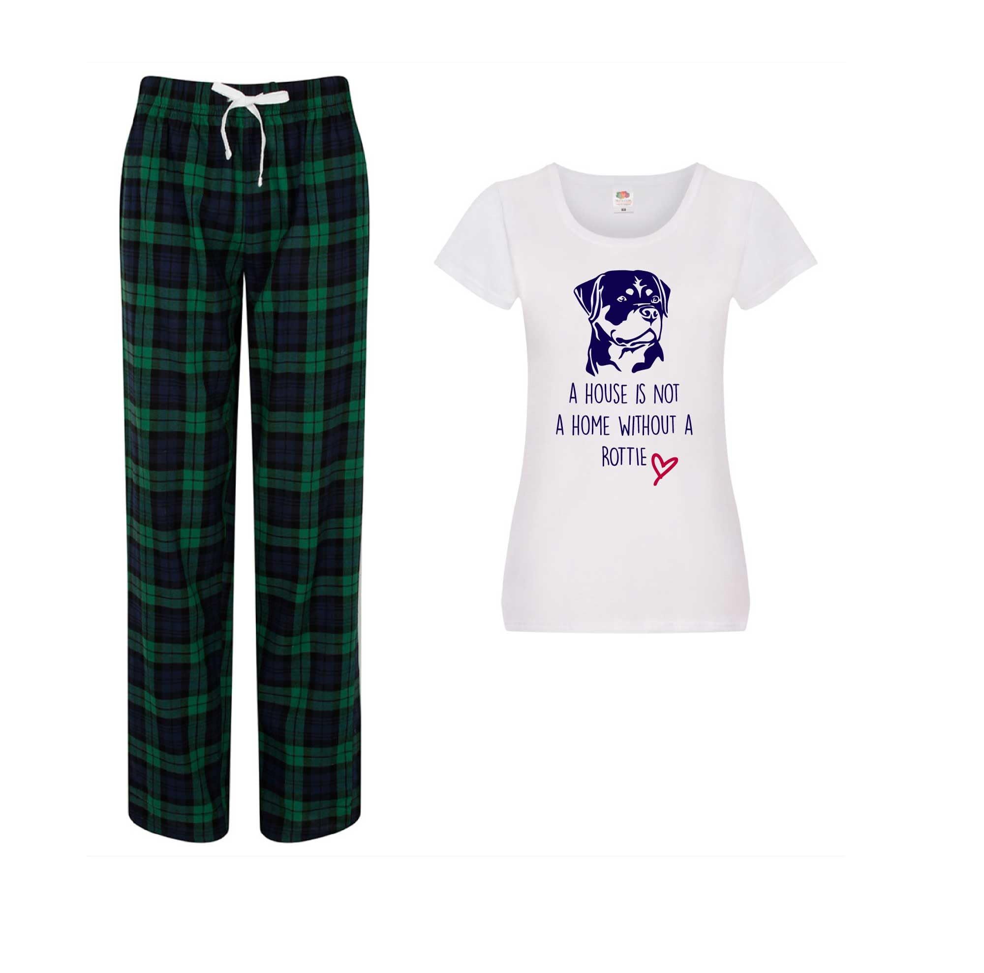 60 SECOND MAKEOVER A House Is Not A Home Without A Rottie Tartan Trouser Pyjamas Set image 1