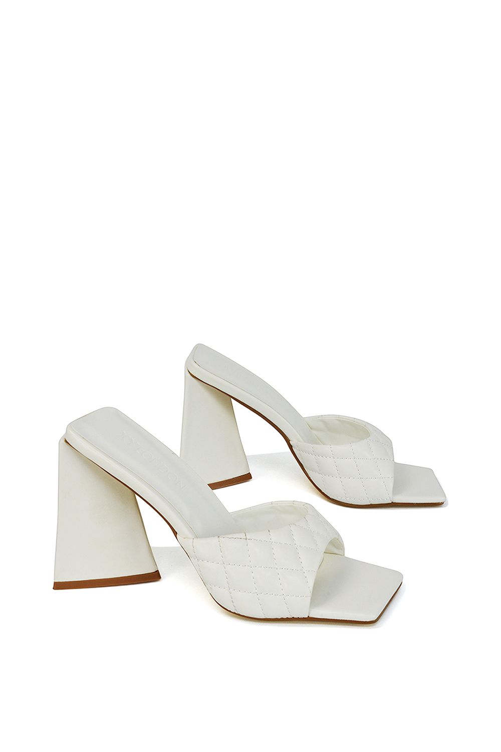 XY London 'Maylin' Quilted Square Toe Sculptured Flared High Heels image 4