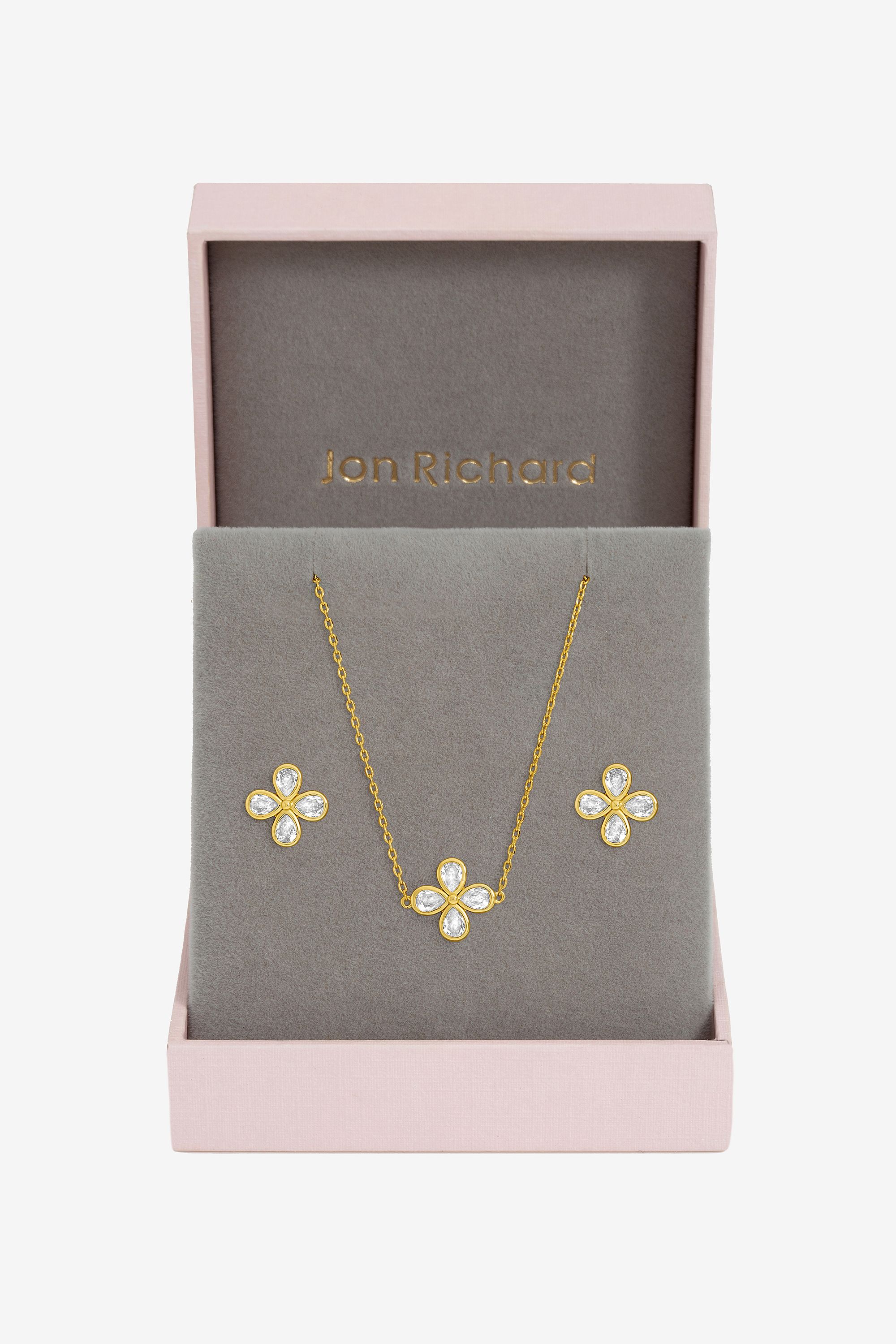 Jon Richard Gold Plated and Crystal Flower Bridal Set - Gift Box image 1