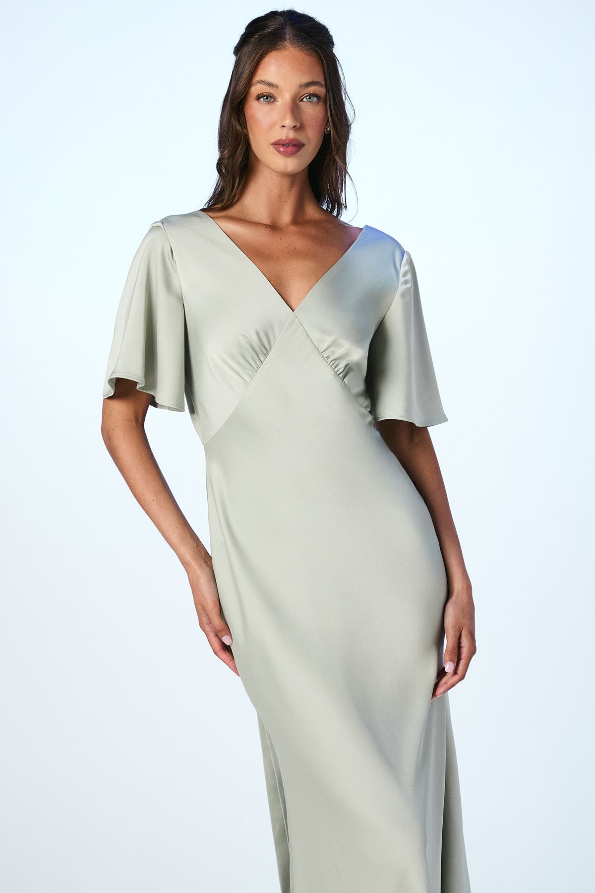 Coast Tie Back Satin Back Crepe Bridesmaid Dress Sage image 2