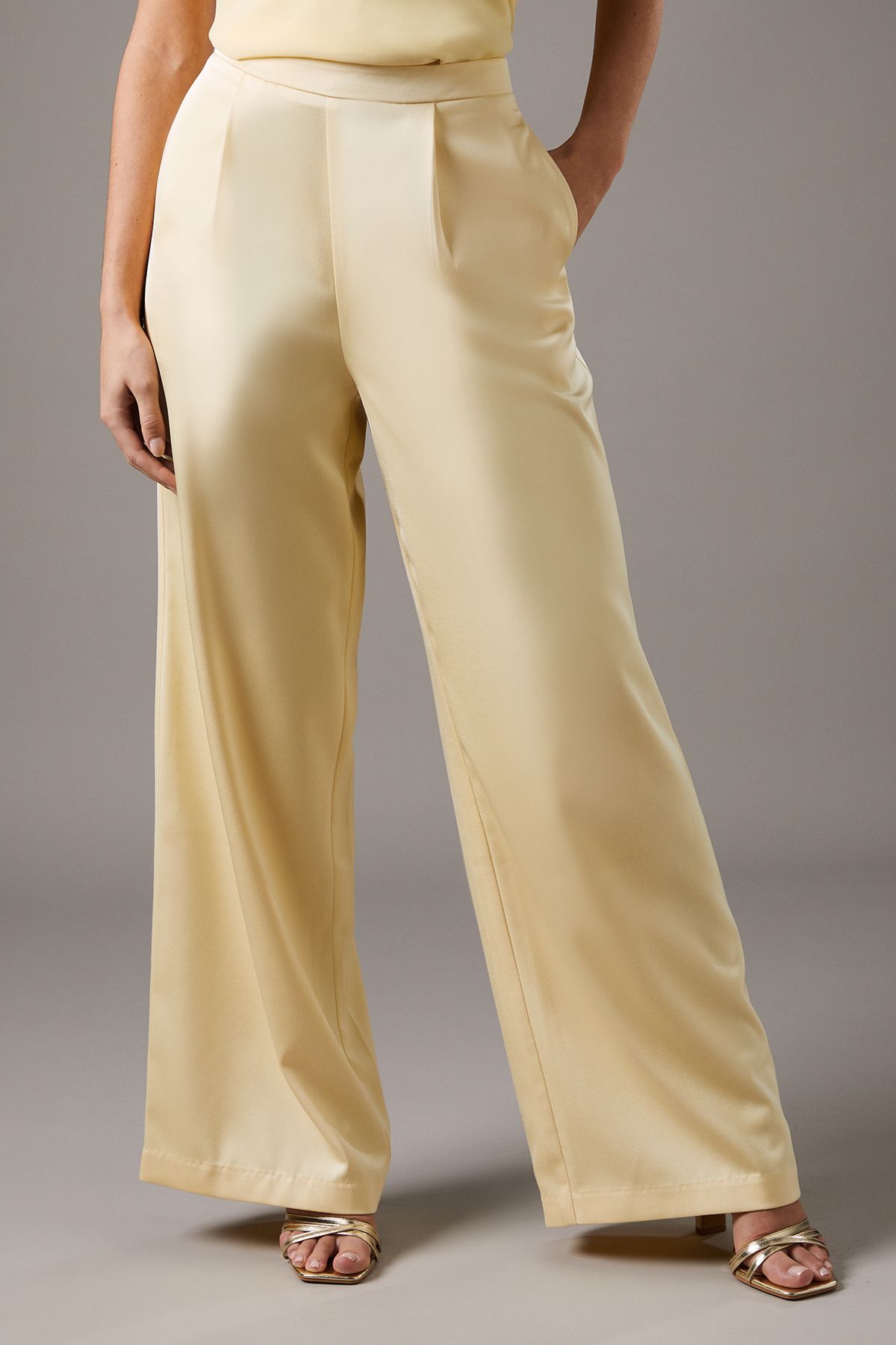 Coast Satin Flare Trouser Lemon image 2