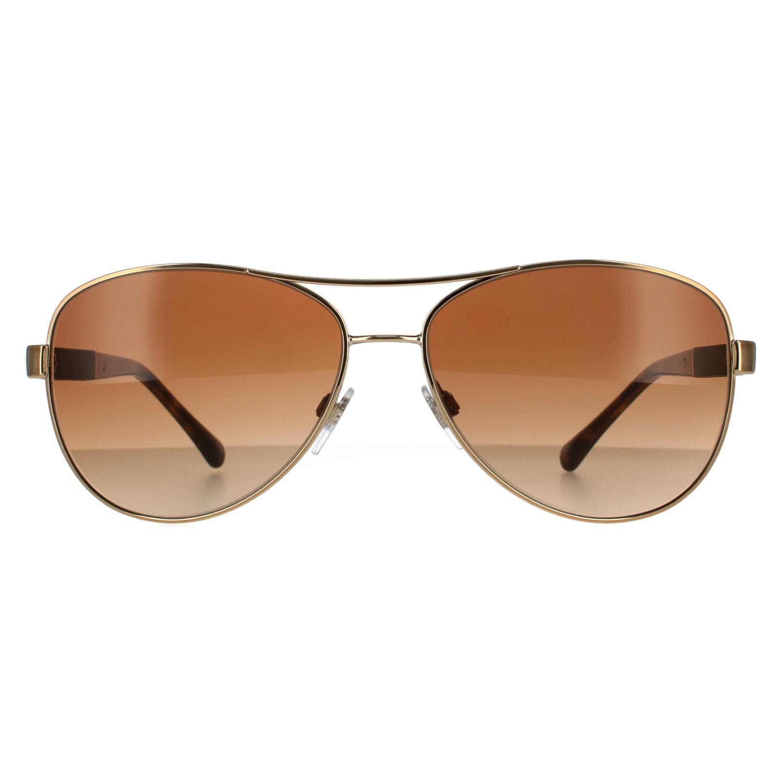 Burberry Aviator Gold Brown Brown Gradient Sunglasses