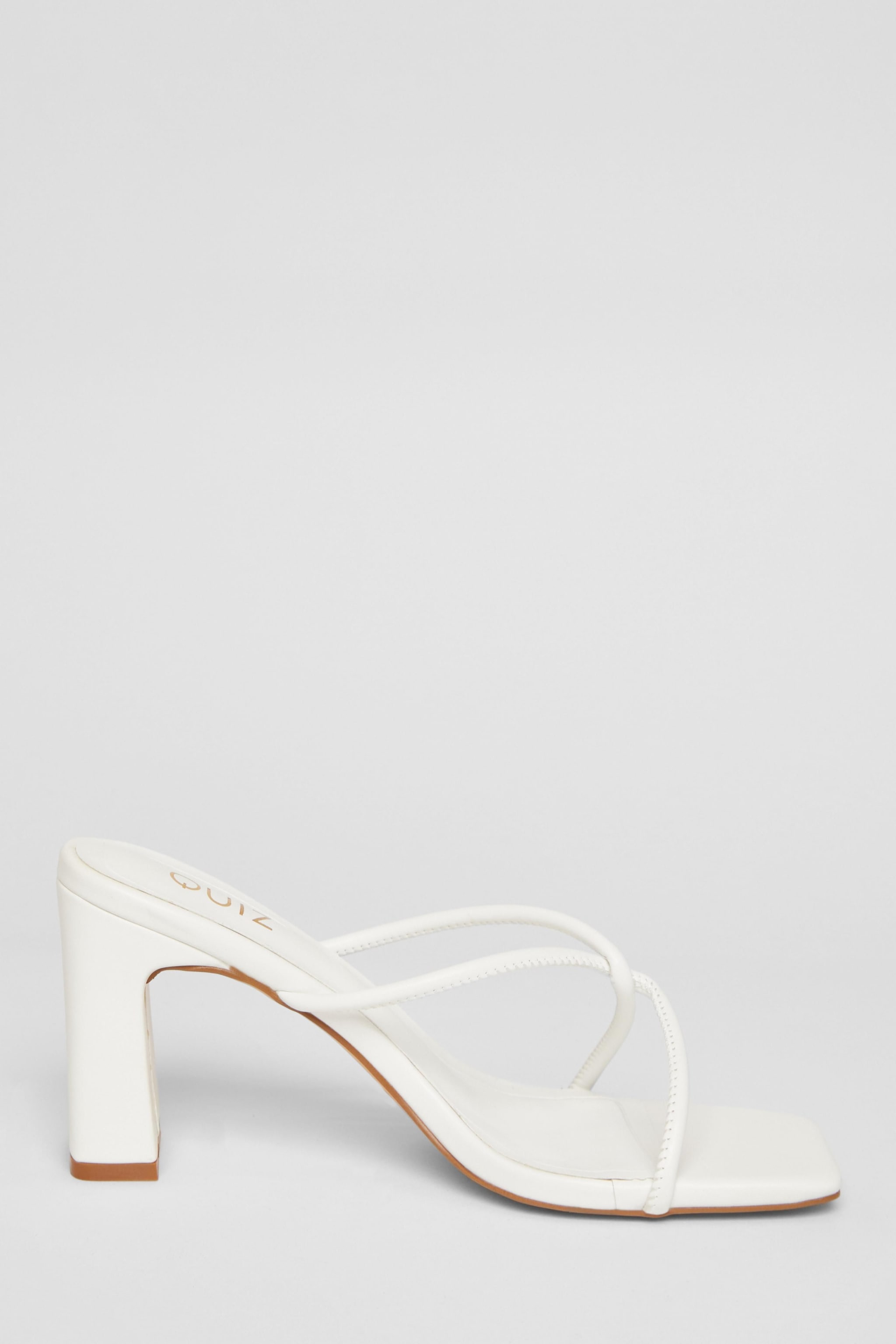 Quiz White Twist Front Strappy Block Heels image 5
