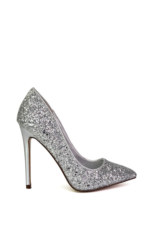 XY London 'Emerald' Pointed Toe Court Shoes Glitter Stiletto High Heels