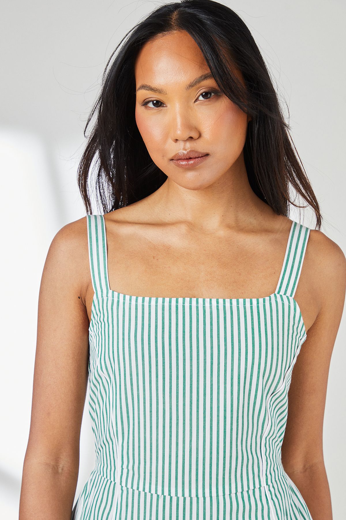 Principles Green Stripe Square Neck Cami Midaxi Dress Green image 4