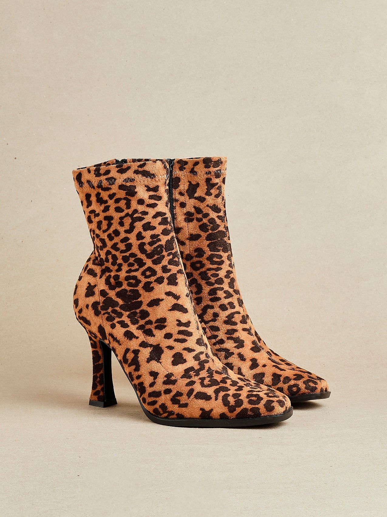 Linzi Noelle Leopard Print Square Toe Heeled Sock Boot image 2