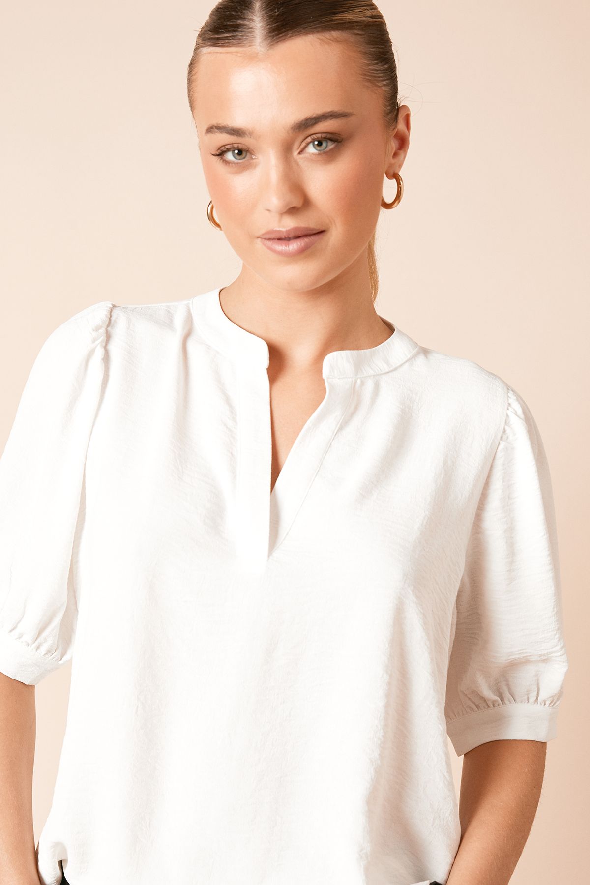 Dorothy Perkins Puff Sleeve Overhead Shirt Ivory image 4