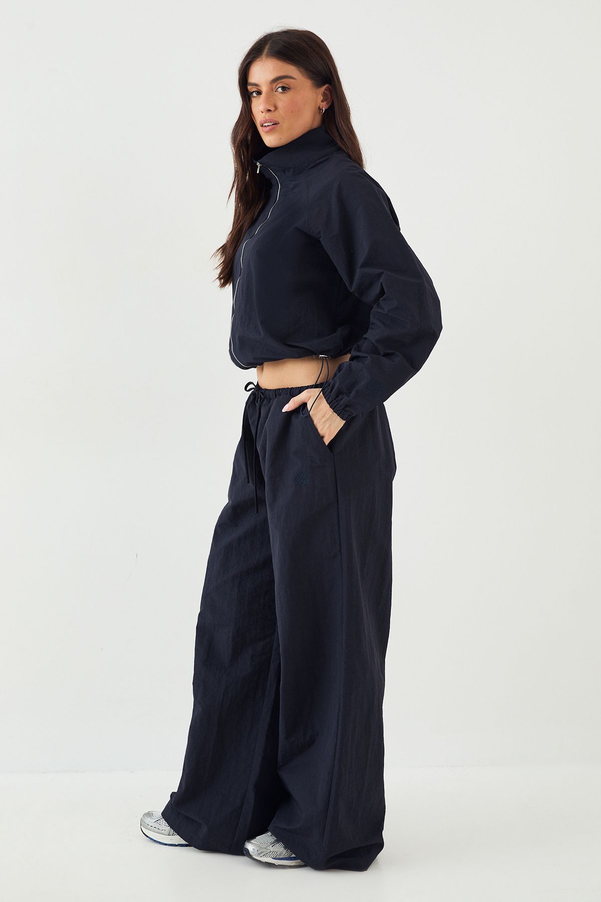 DSGN Studio DSGN Studio Drawstring Waist Wide Leg Trouser Navy image 1