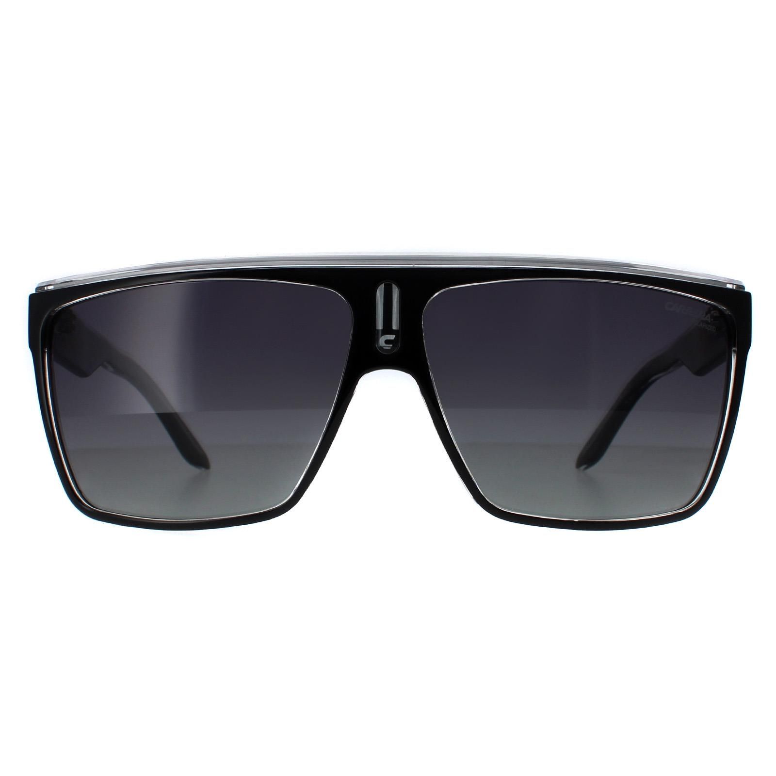 Carrera Shield Black White Grey Gradient Polarized 22 Sunglasses