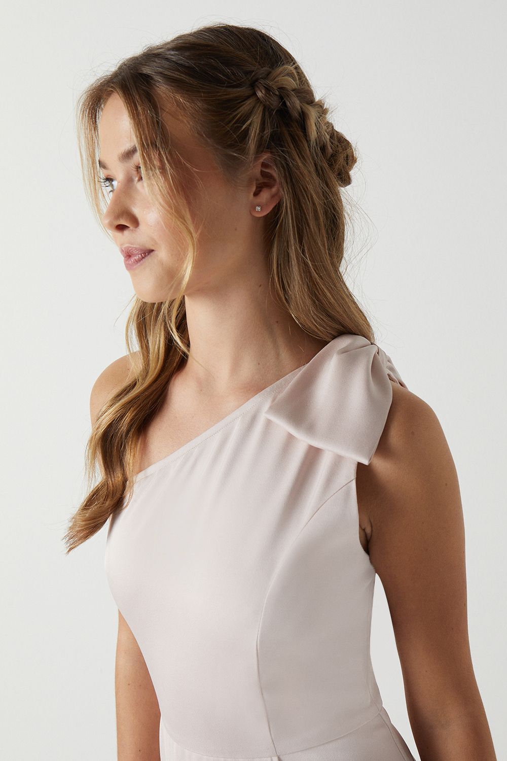 Coast Teen Coast One Shoulder Bow Bridesmaid Dress Blush image 2