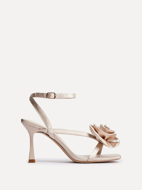 Linzi Valentine Champagne Satin Stiletto Heeled Sandals