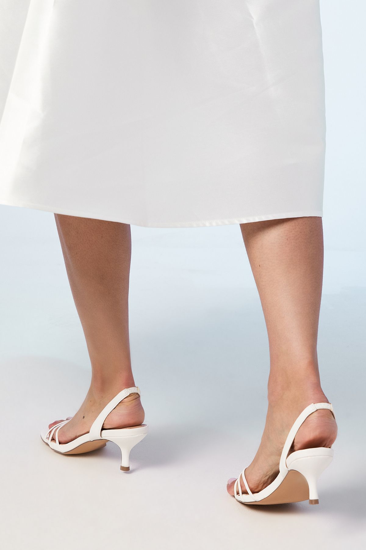 Coast Valina Faux Leather Slingback Strappy Kitten Heel Sandals White image 3