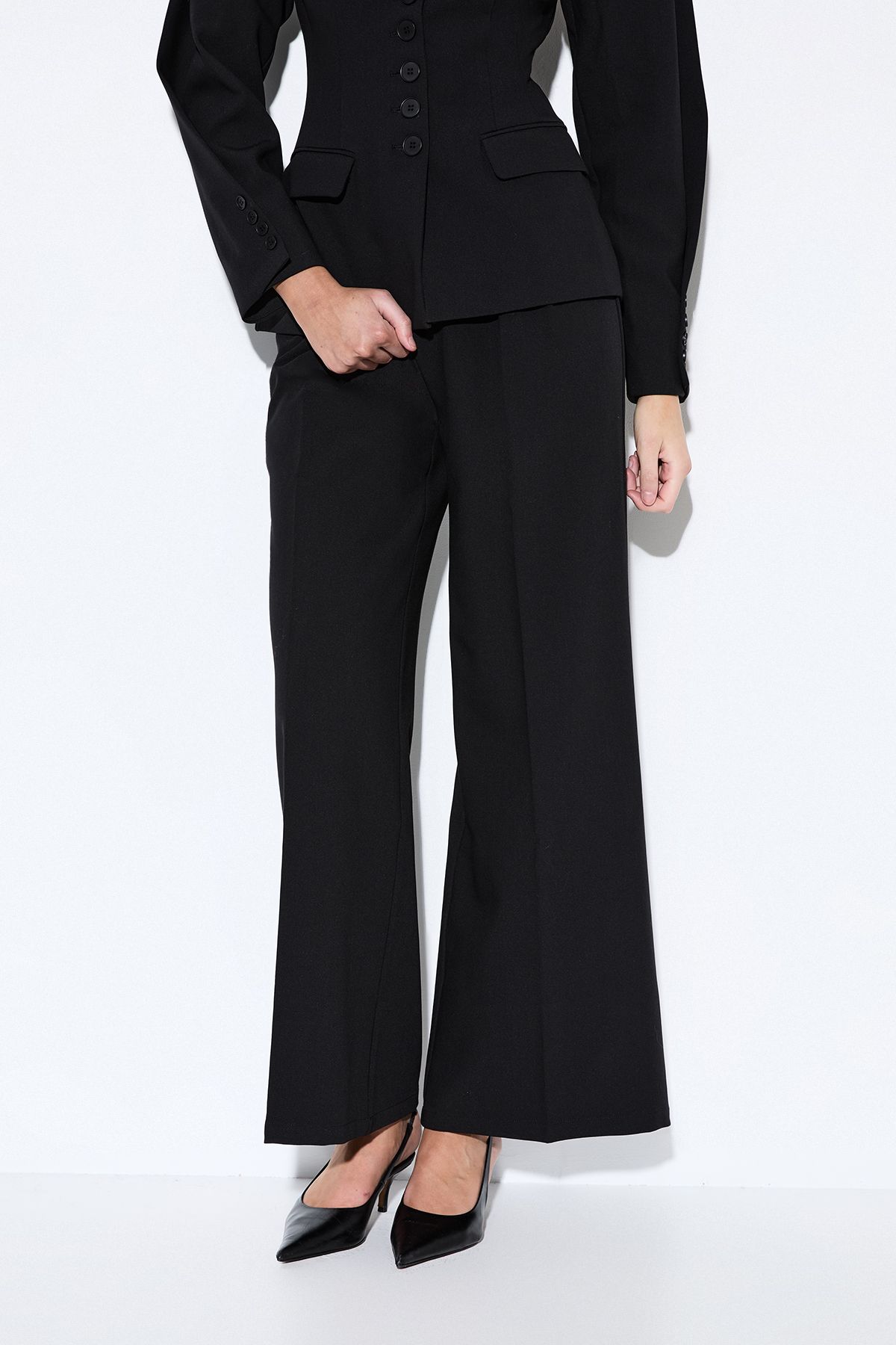 MissPap Premium Pleat Front Wide Leg Trousers Black image 2