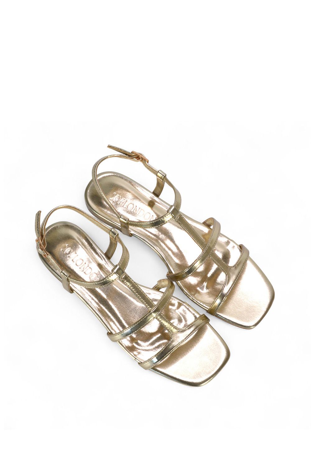 XY London 'Danielle' Flat Strappy Caged Square Toe Sandals With Buckle image 6