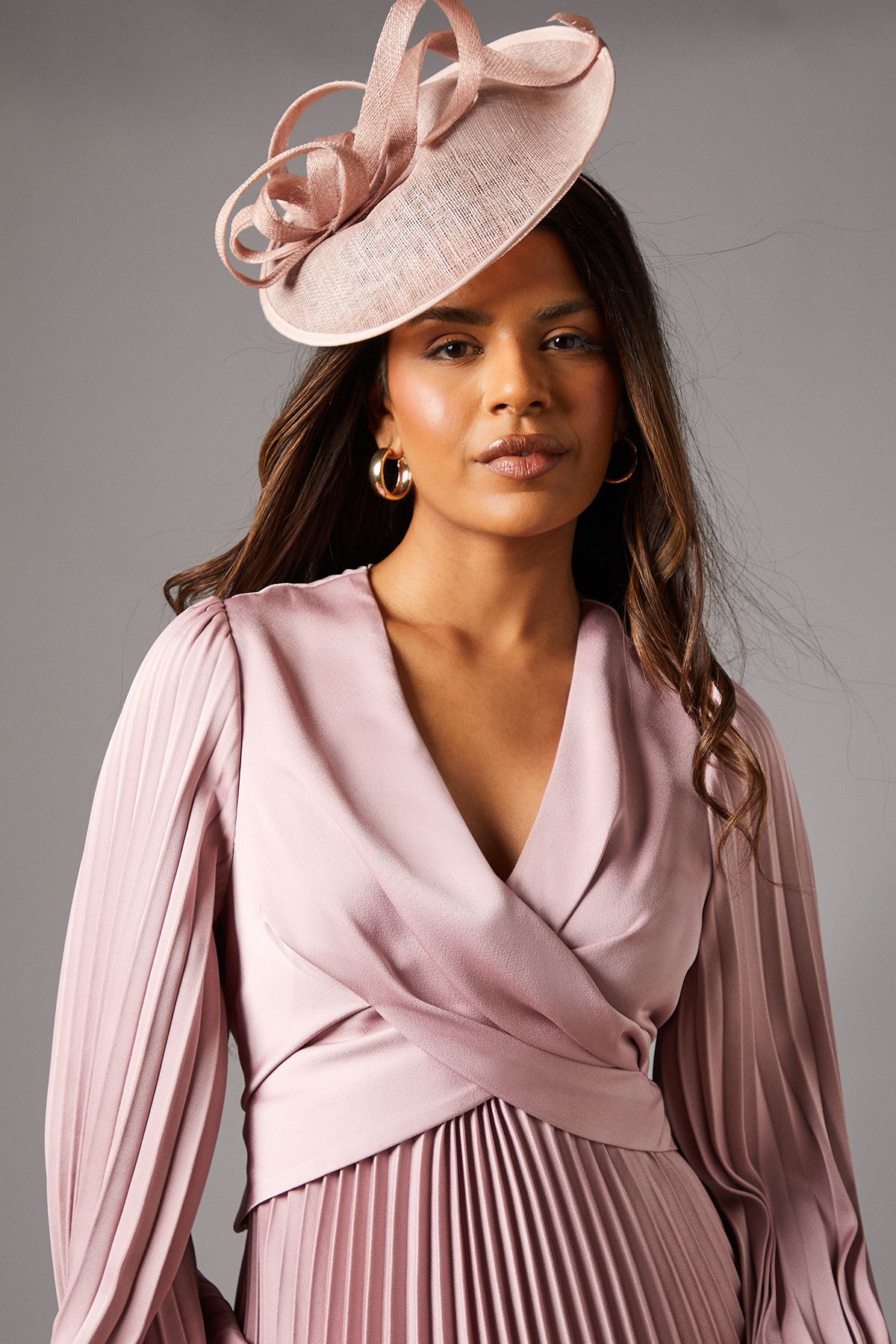 Coast Petite Pleat Skirt Midi Dress Antique Rose image 3