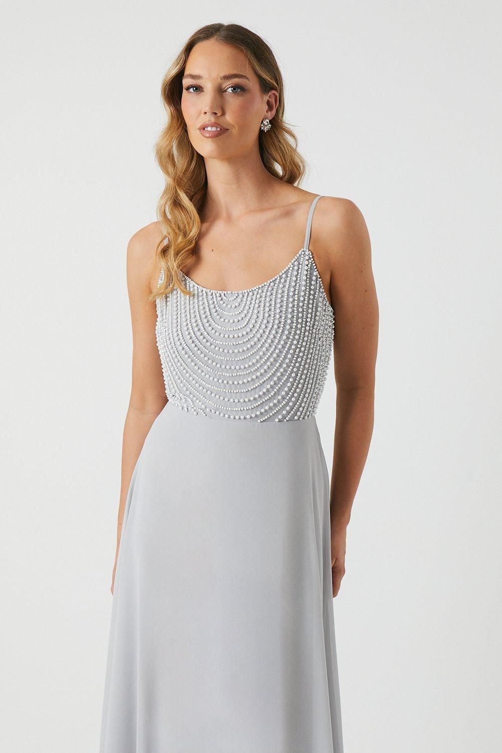 Coast Cowl Neck Pearl Georgette Maxi Bridesmaid Dress Grey Mist image 2