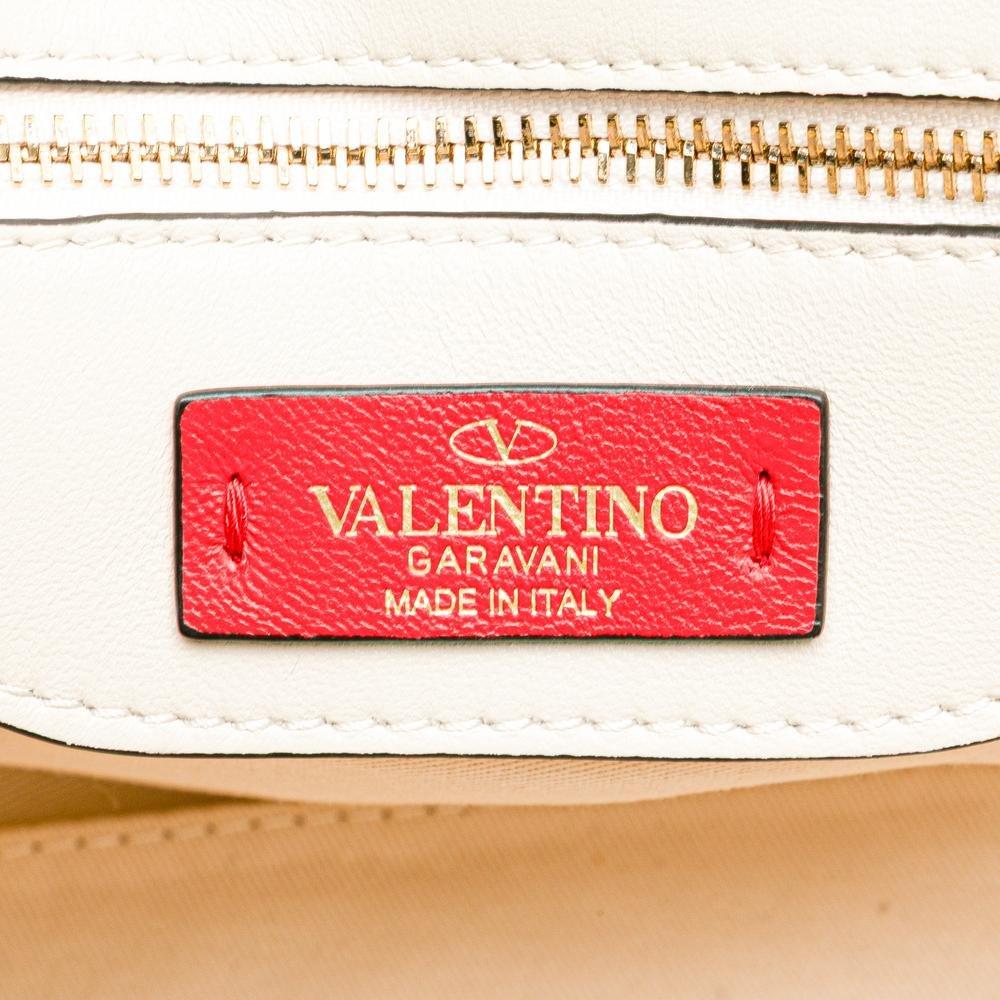 Valentino Preloved Roman Stud Shoulder Bag Quilted Leather Wo - White Satchel image 6