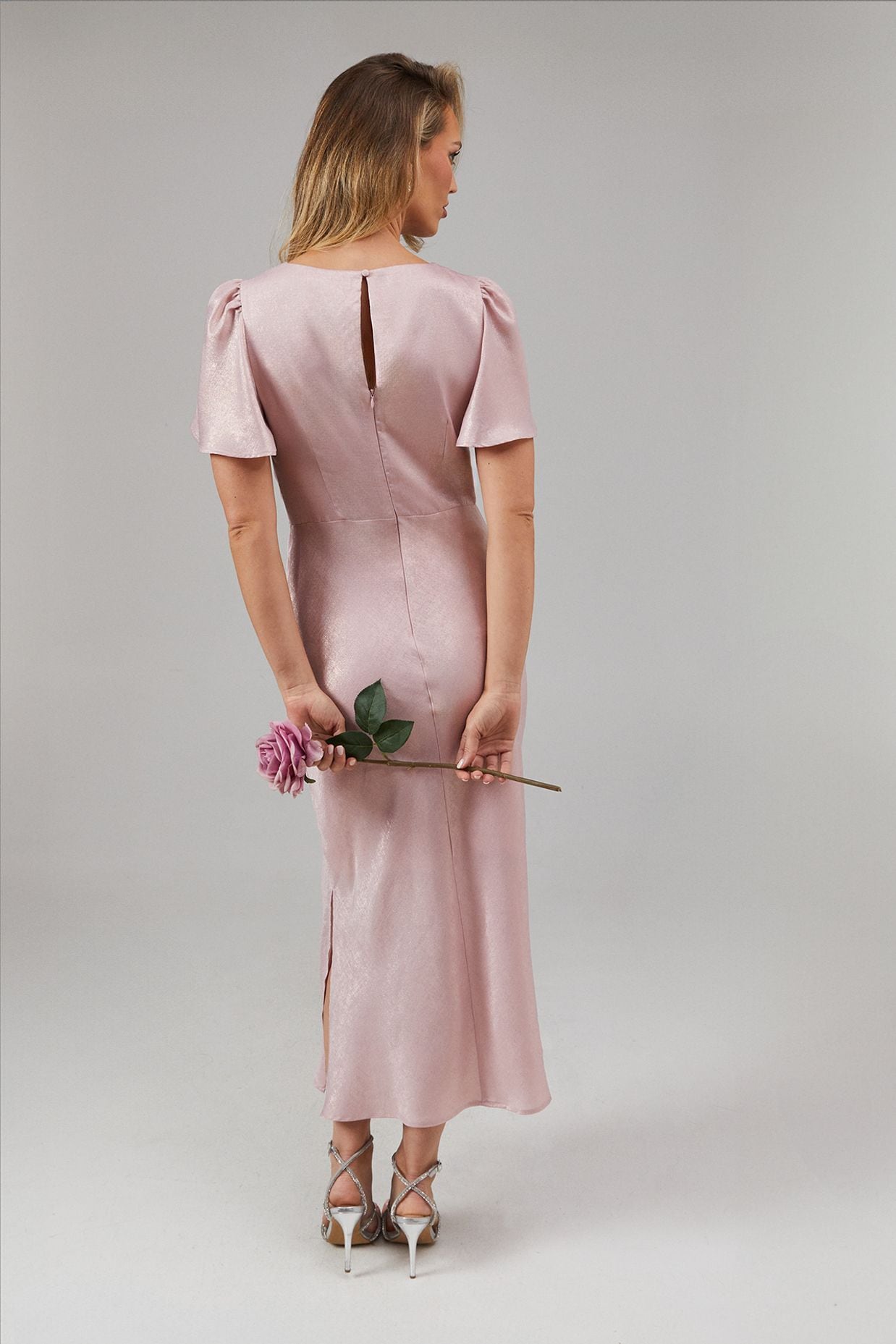 Oasis Shimmer Chiffon Twist Front Bridesmaid Dress Blush image 3