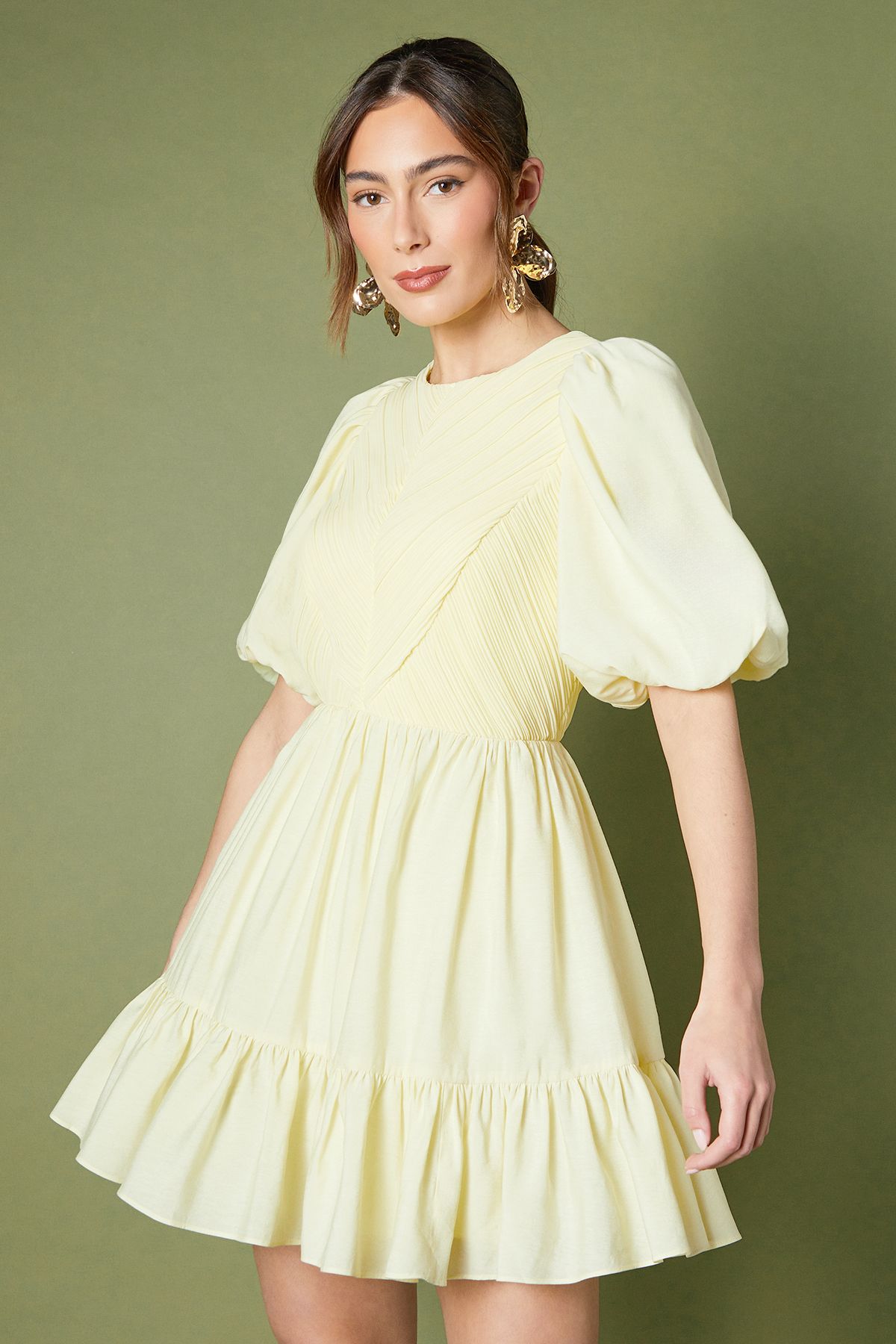 Coast Baby Pleat Organza Mini Dress Lemon image 2