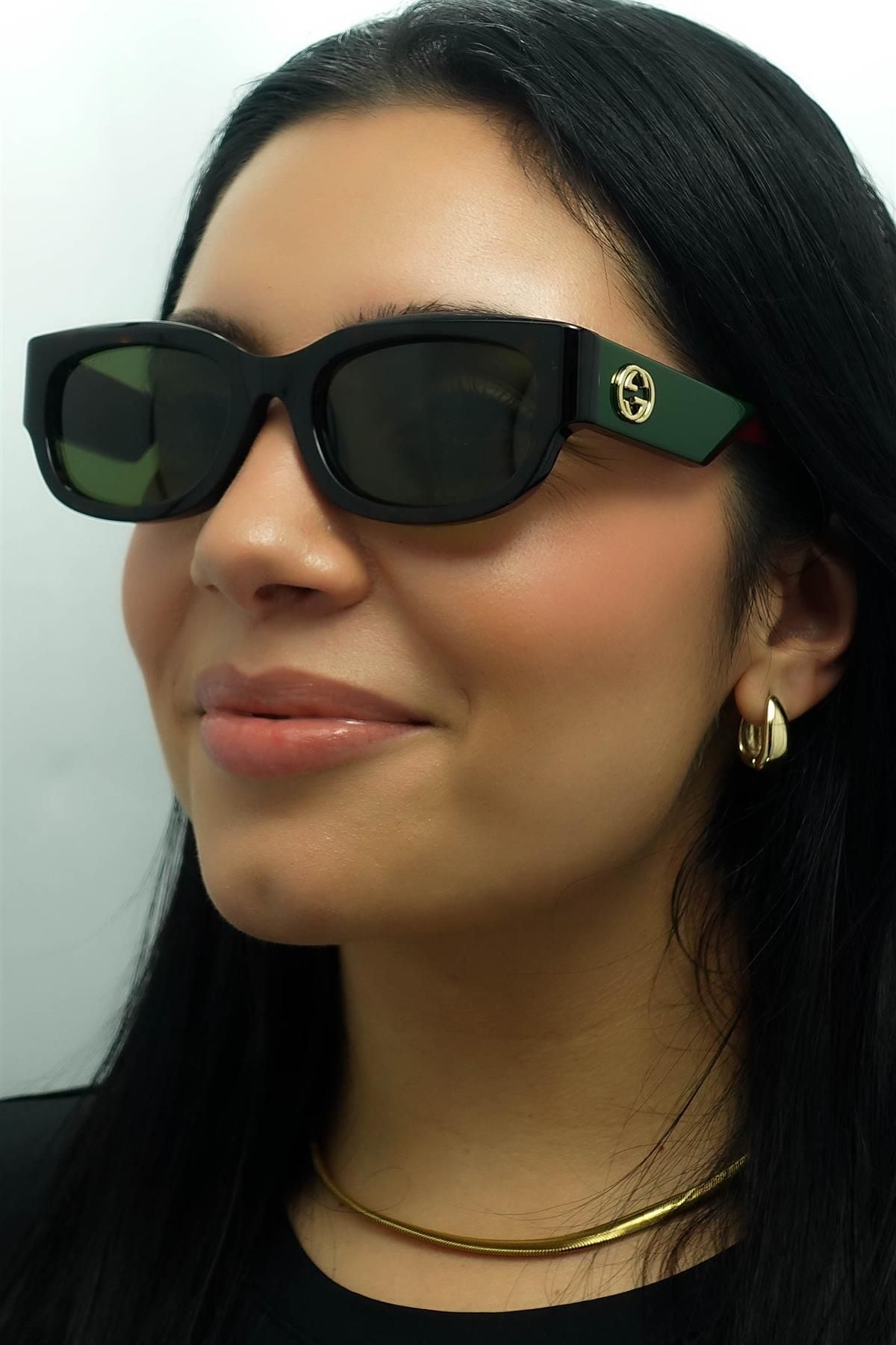 Gucci Square Havana with Green and Red Green GG1667SK image 5