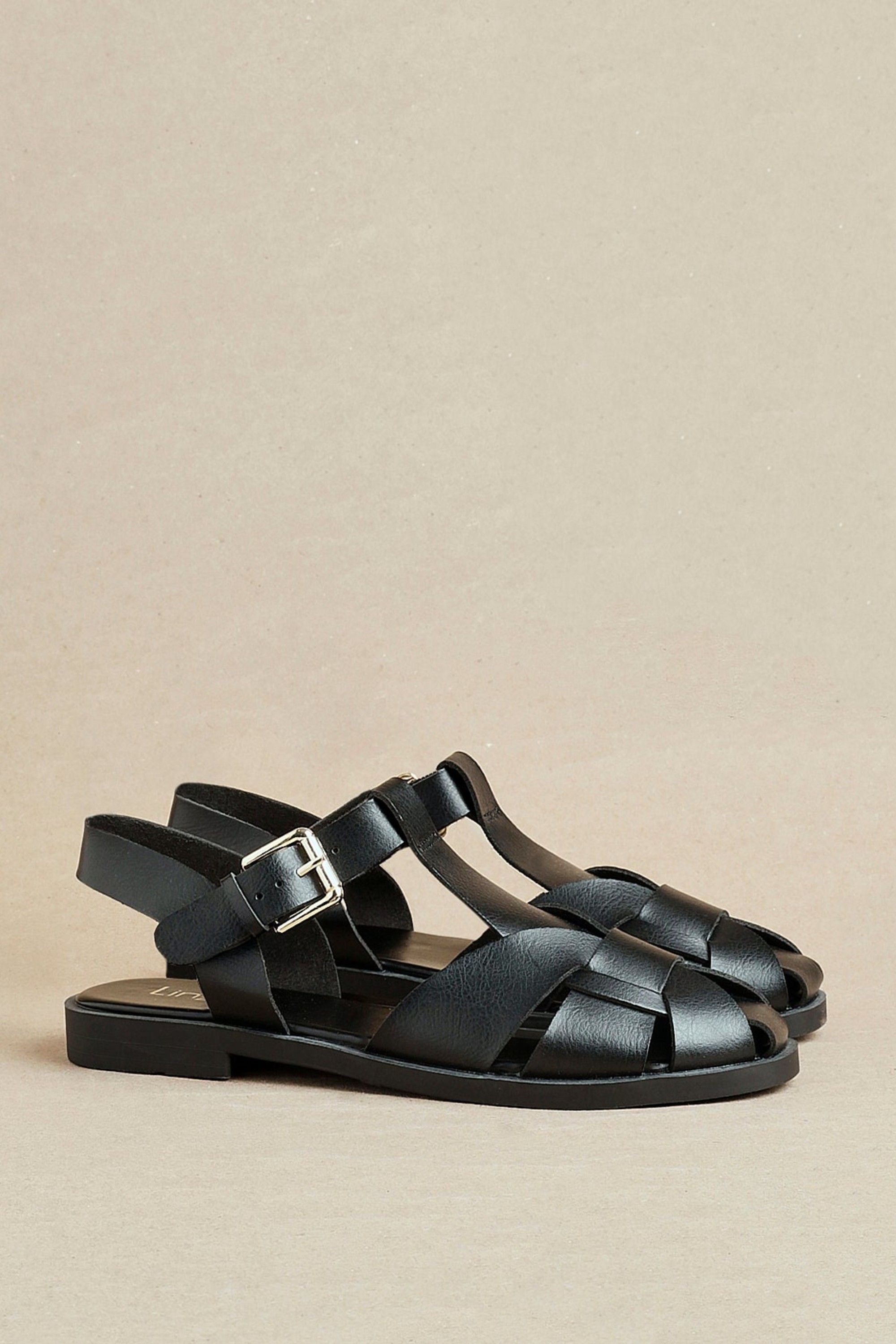Linzi Rhoda Black Flat Fisherman Sandals image 6