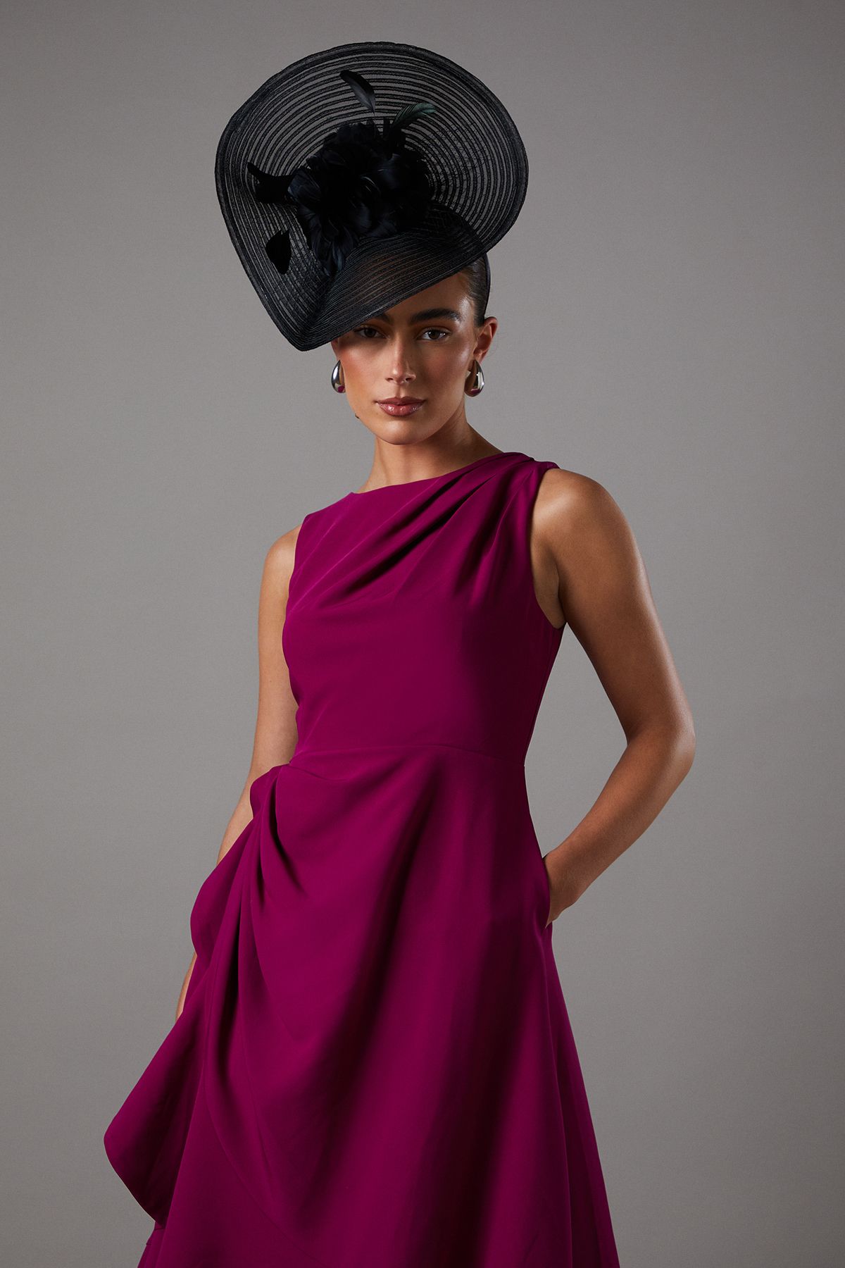 Coast Crepe Ruffle Dress With Low Back Raspberry image 2