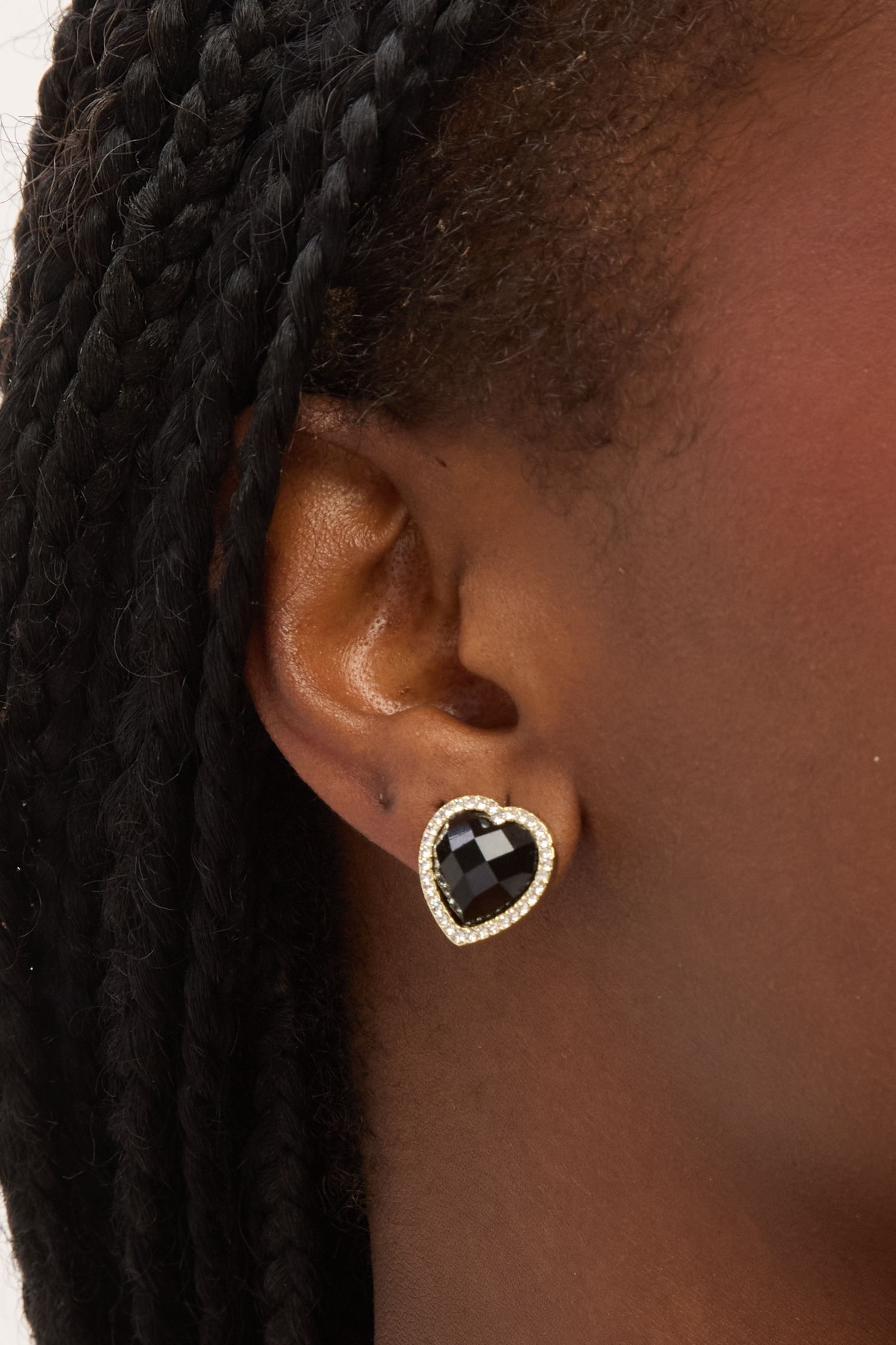 Jon Richard Gold Plated Crystal and Jet Heart Studs image 2