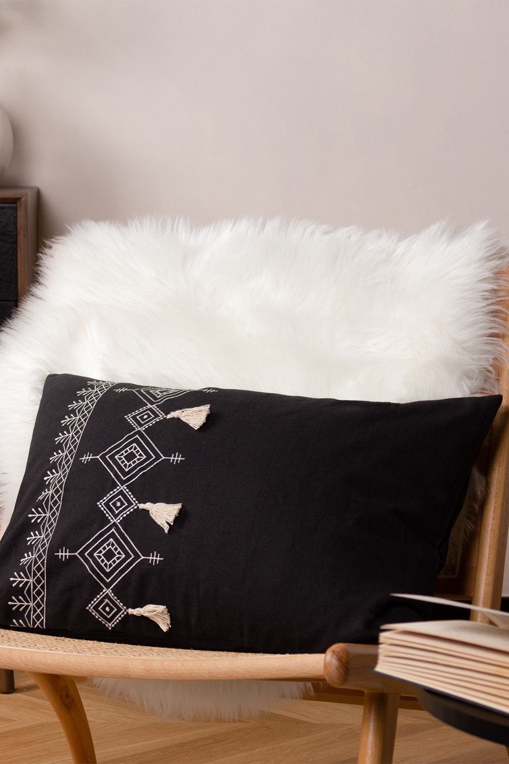 Furn Pritta Cotton Embroidered Tasselled Cushion image 5