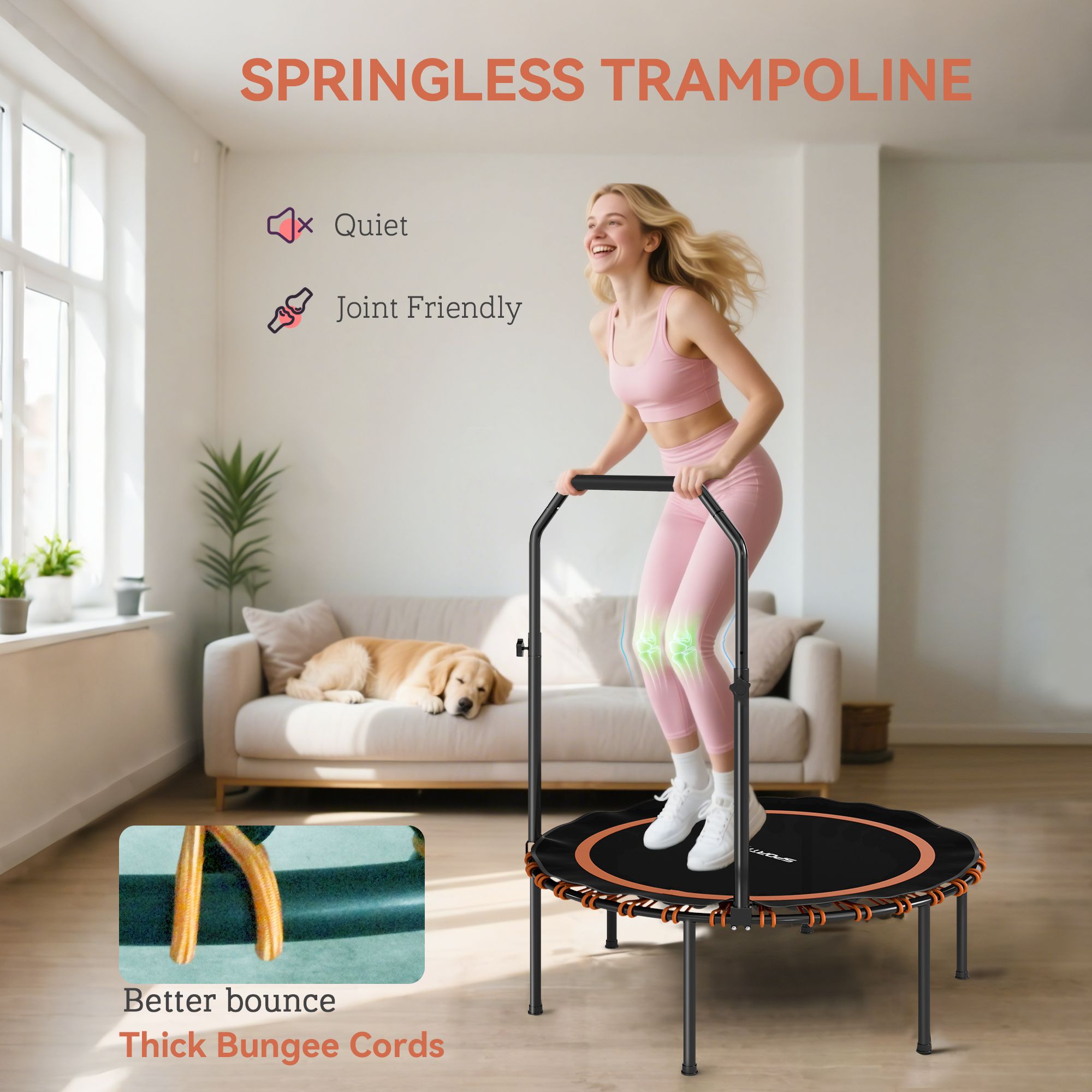 SPORTNOW 40'' Foldable Fitness Trampoline Rebounder with Handle image 5