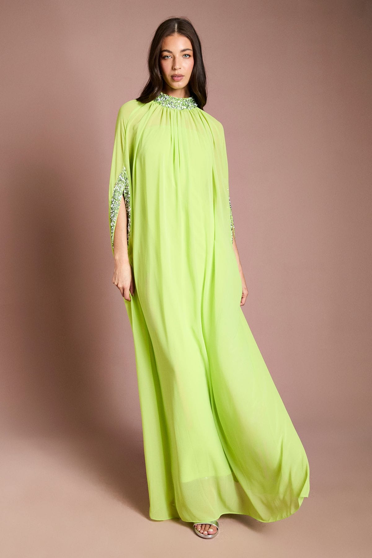 Coast Coast Muse Chiffon Cape Dress Lime image 1
