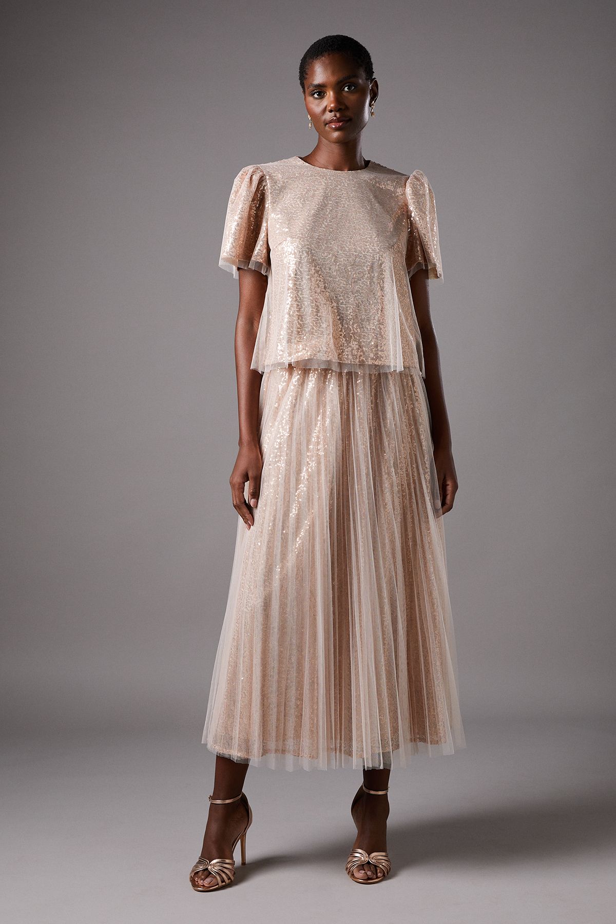 Coast Sequin Tulle Tee Blush image 2