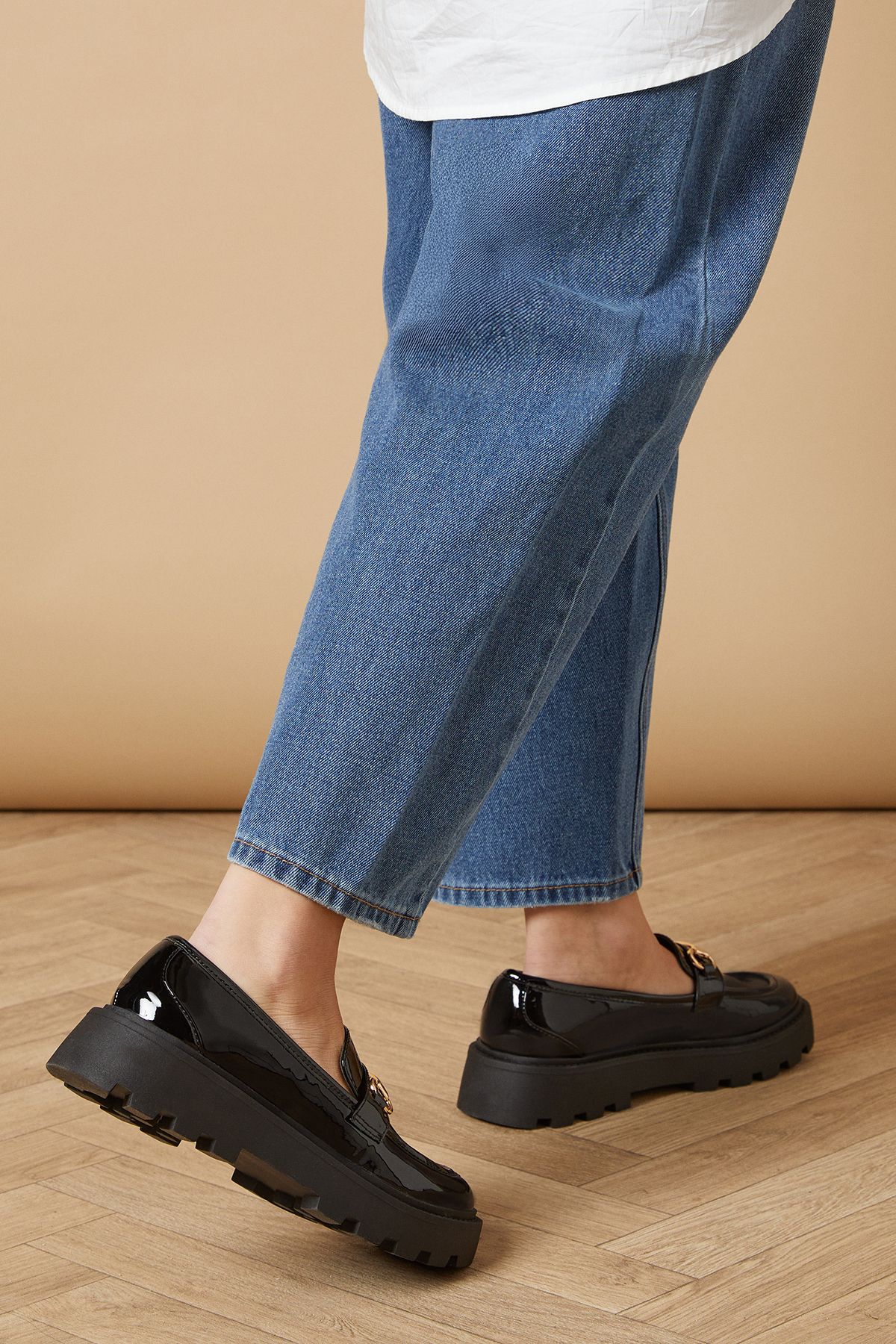 Oasis Brisa Faux Leather Chunky Snaffle Detail Penny Loafers True Black image 4