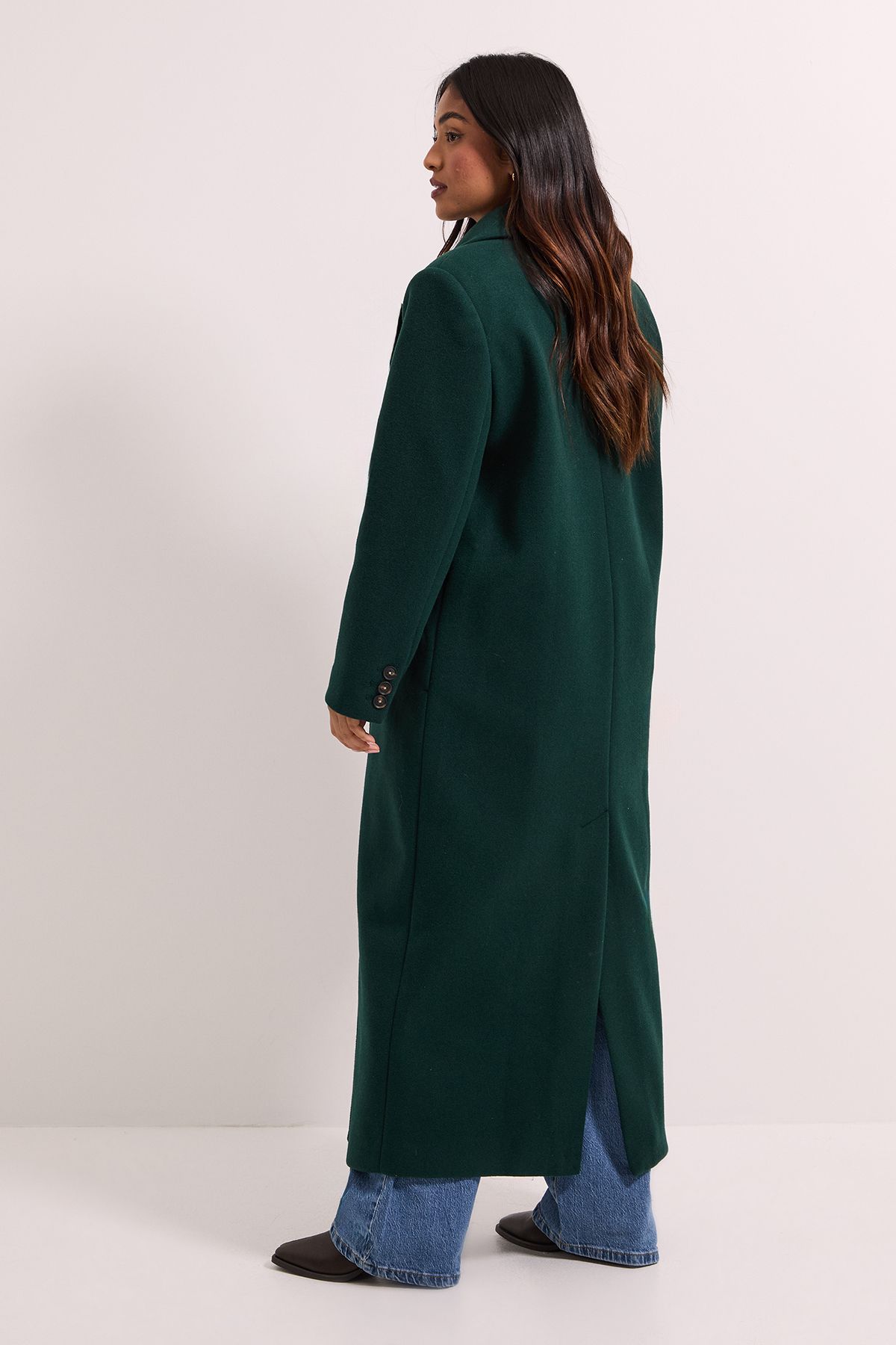 Dorothy Perkins Petite Maxi Length Double Breasted Coat Dark Green image 4