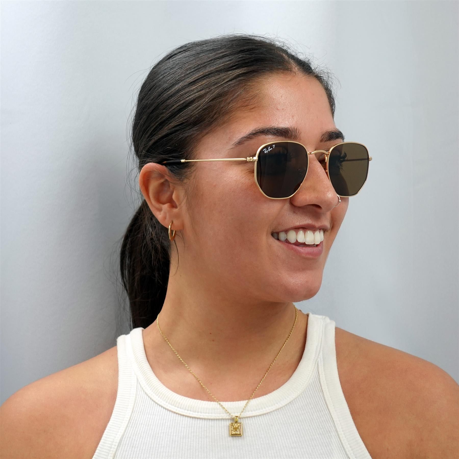 Ray-Ban Square Gold Brown Polarized Sunglasses image 6