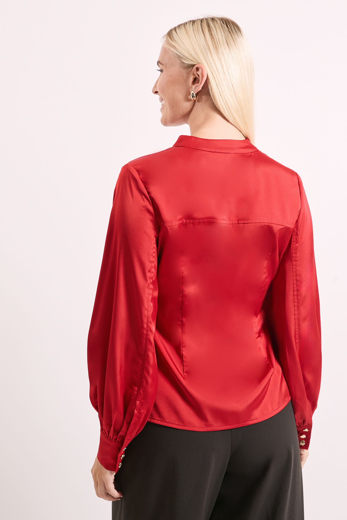 Principles Seam Detail Satin Shirt Rust image 3