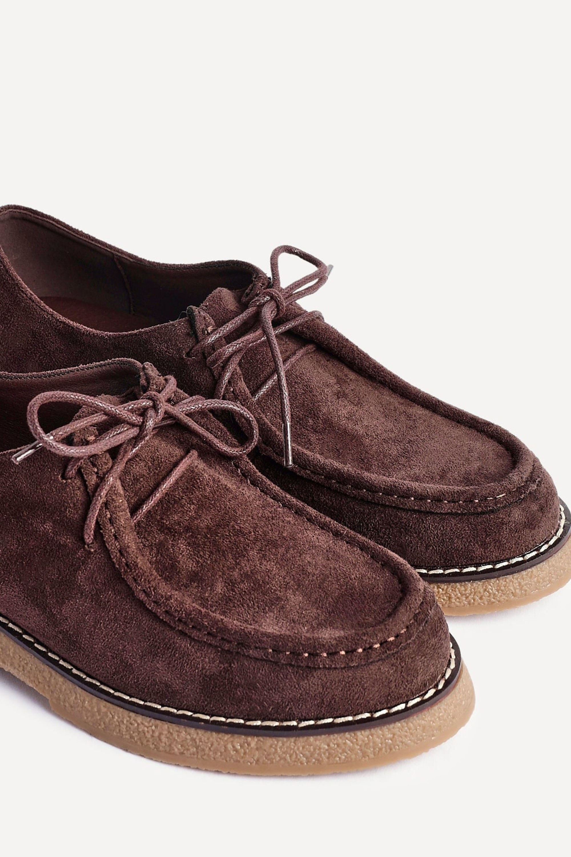 Linzi Perth Brown Faux Suede Laced Chunky Loafer image 5