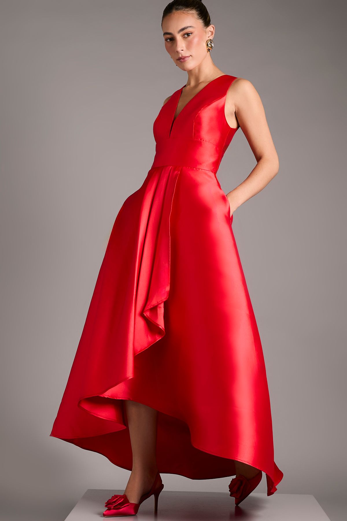 Coast Plunge Waterfall Maxi Dress Red image 2