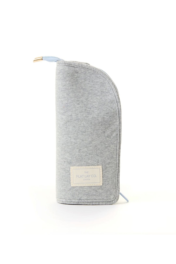 The Flat Lay Co Standing Makeup Brush Case - Cozy Cotton Grey Multi